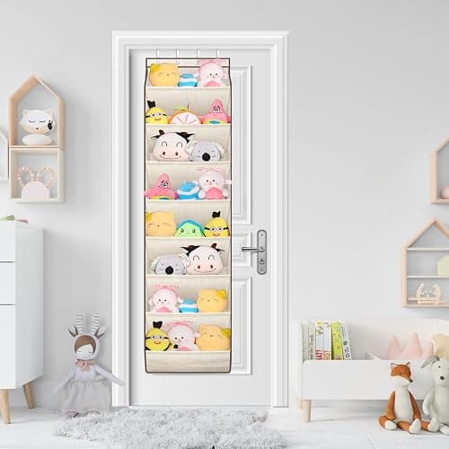 SLEEPING LAMB Over The Door Shoe Organizer for Closet with Large Deep Pockets, Narrow Shoe Rack for Door Hanging Boots Storage, Beige thumbnail 2