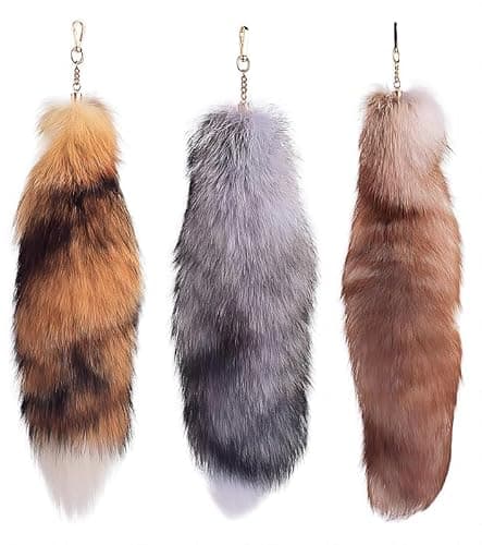 GorinsKani 3 Pcs Fluffy false Tail Cosplay Tail Handbag Keychain Costume for Kids Adult Hook pendant - Image 1