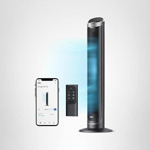 DREO Smart Tower Fan for Bedroom, 90° Oscillating 40" Standing Fan, 26ft/s High-Speed 5 Speeds 4 Modes, Quiet Room Floor Fans, Touch/Remote/APP & Voice Control, Work with Alexa, 12H Timer, Silver thumbnail 9