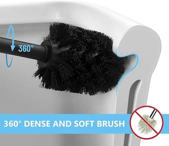 2 in 1 Toilet Brush and Plunger Set - Toilet Brush with Solid Handle, Stand and Holder for Deeply Cleaning in Bathrooms - Plastic Toilet Brush and Holder Set in Grey thumbnail 5