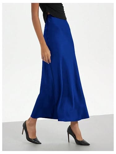 SHENHE Women's Satin Maxi Skirts High Waisted A Line Long Skirts Elegant Office Skirts thumbnail 2