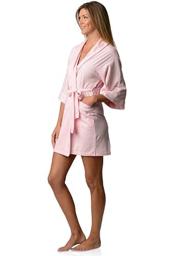 Casual Nights Women's Lounge Jersey Cotton Kimono Short Robe thumbnail 2
