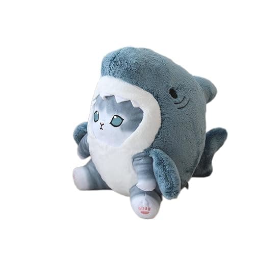 Shark Cat Plush Toy, Cute Fried Shrimp Shark Stuffed Animals Doll, Kawaii Shark Cat Plush Pillow Toy Birthday for Kids Boys Girls (8inch, Blue-2) - Image 1