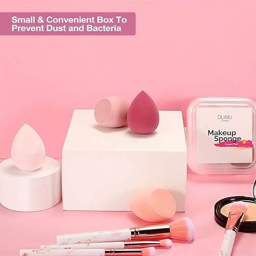 DUAIU 4 Pack Beauty Blender Foundation Sponges Set 4 Color, Latex Free with 1 Sponge Holder Case for Liquid Foundation Powder Sunscreen and Cream thumbnail 6
