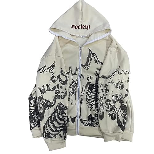 2023 Punk Jackets Streetwear Goth Oversized Zip Up Hoodie Men Women Rhinestone Y2K Spider Skeleton Hoodies thumbnail 7