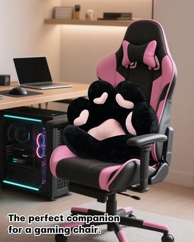 MOONBEEKI Cat Paw Cushion Chair Comfy Kawaii Plush Seat Cushions Shape Lazy Pillow for Gamer Chair 28"x 24" Cozy Floor Cute Seat Kawaii for Girl Worker Gift, Dining Room Bedroom Decorate Black thumbnail 4