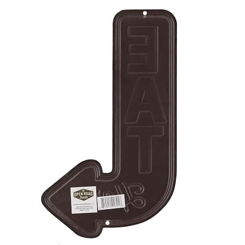 Eat Here Arrow Embossed Metal Sign thumbnail 5