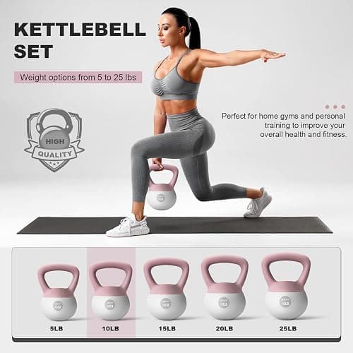 NEALFIT Soft Kettlebell 5LB/10LB/15LB/20LB/25LB, Kettlebells Set Soft Kettle Bell Anti-Slip Grip Weight for Home Gym Strength Training thumbnail 3