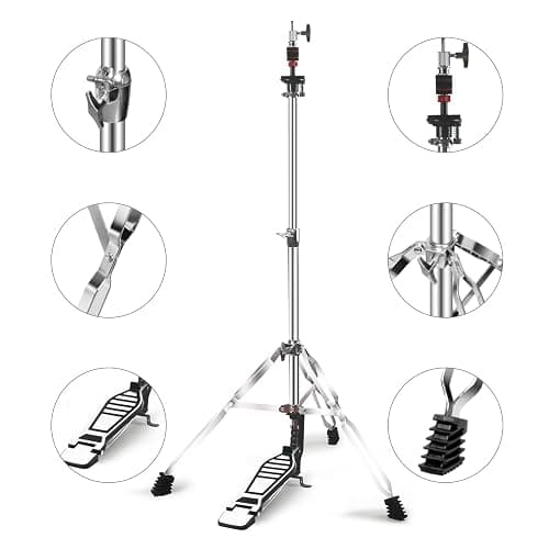 Straight Cymbal Stand + Boom Cymbal Stand + Hi Hat Stand + Snare Drum Stand + Drum Sticks Holder,Adjustable Drum Hardware Percussion Mount Holder Gear Set for Crash, Ride, Splash Cymbal (5 Pack Set) thumbnail 3