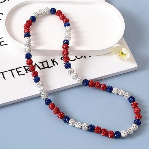 AUSGER Baseball Ice Collection Necklace for Boys Men Sparkly Elastic Bling Beaded Rhinestone Necklace Drip Gift for Girls Kids Players thumbnail 2