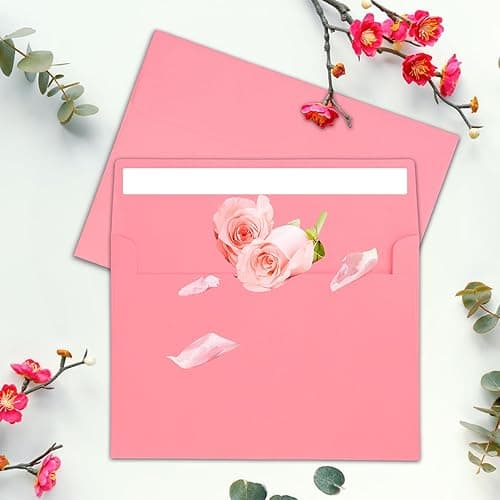 50Packs A4 Pink Envelopes 4x 6 Inch Card Envelopes,Self Seal for Weddings, Greeting Cards，Mailing， Invitations, Photos, Postcards - A4 - A4( Pink)50Pack thumbnail 2