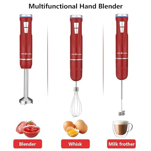 Liebe&Lecker Immersion Blender Handheld Cordless, 3 in 1 Cordless Hand Blender, 8 Speed Emulsion Blender Handheld with Whisk Milk Frother for Soup Smoothie thumbnail 6