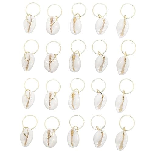 20 Pack Shell Hair Clip, Cowrie Shells for Hair for Women Seashell for Hair Braids DIY Sea Shell Gold Hair Rings Accessories - Image 1