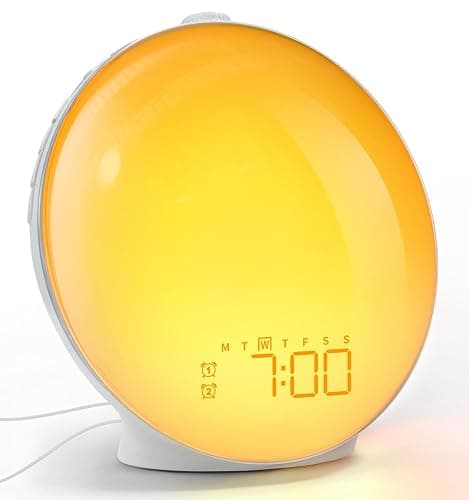 Dekala Tageslichtwecker Lichtwecker Sonnenaufgang Sonnenuntergangssimulation, Vollbild-Digitaler Wecker mit Doppelalarmen, Rotationstaste, Natürlichen Klängen, FM-Radio für Erwachsene & Kinder - Image 1