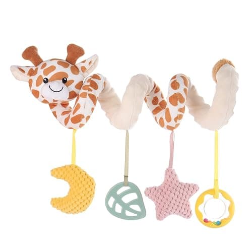 Apricot Lamb Baby Spiral Car Seat & Stroller Activity Toy, Features Plush Giraffe Character Hanging Rattles Toys, Gentle Rattle Sound & Soft Teether for Baby, 8-26 Inches - Image 1