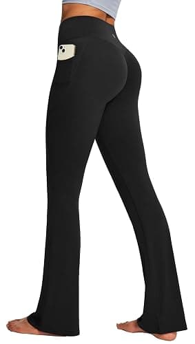 IUGA Mini Flare Leggings for Women Tummy Control Hidden Scrunch Butt Flared Yoga Pants with Pockets No Front Seam Workout - Image 1
