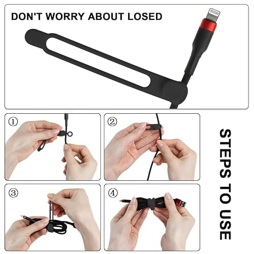 Nearockle 24Pcs Silicone Cable Straps Cord Organizer for Bundling Earphone, Phone Charger, Computer Cords, Reusable Cable Ties Wire Organizer in Home,Office,Kitchen,School (4 Colors) - 4.2 Inch - Multicolor B thumbnail 3