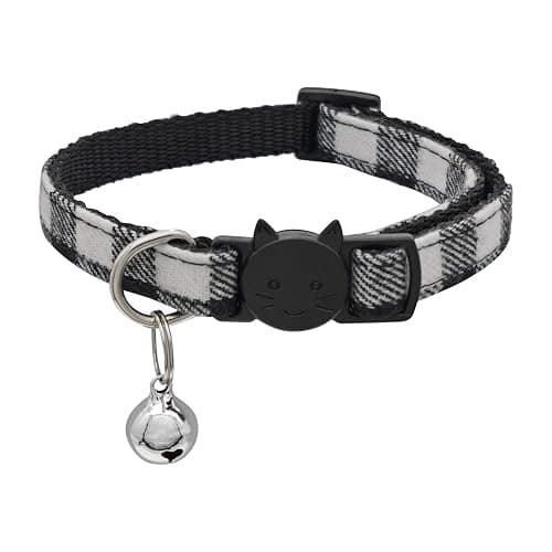 MJIYA Cat Collar with Bell, Breakaway Grid Collar with Plastic Buckle, Light Adjustable, Nylon, Kitty Collars - Image 1