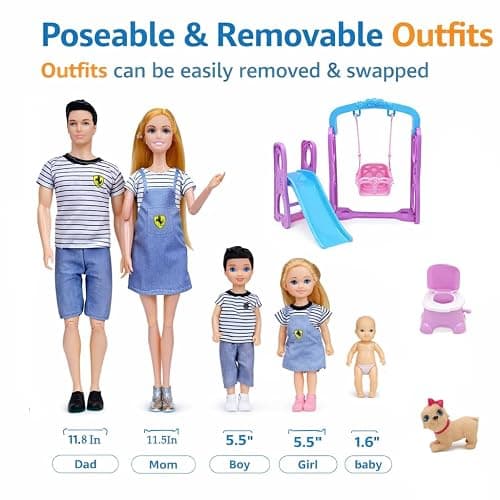 Familydolls Pregnant Dolls Set of 6 People with Removable Baby, 12 Inch Realistic Mommy Doll Set for Kids, Educational Pregnancy Doll Toy, Role Play Gift for Girls Ages 3+ thumbnail 6