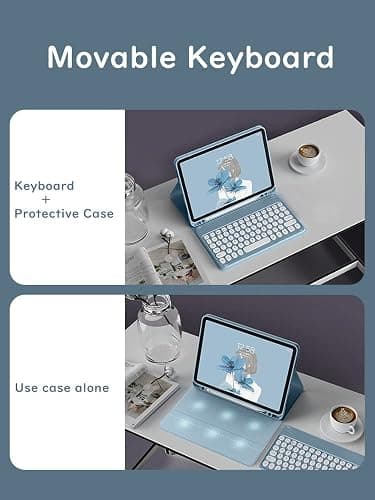 HENGHUI Keyboard Case for iPad mini 7 A17 Pro 2024/ iPad mini 6 2021 8.3 inch Keyboard Case Cute Round Key Color Keyboard Wireless Detachable BT Keyboard Cover,Yellow thumbnail 3