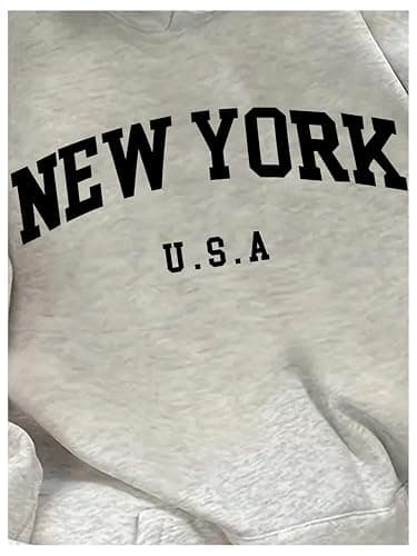 GORGLITTER Women's Letter Graphic Hoodies Drawstring Long Sleeve Sweatshirt Pullover thumbnail 3