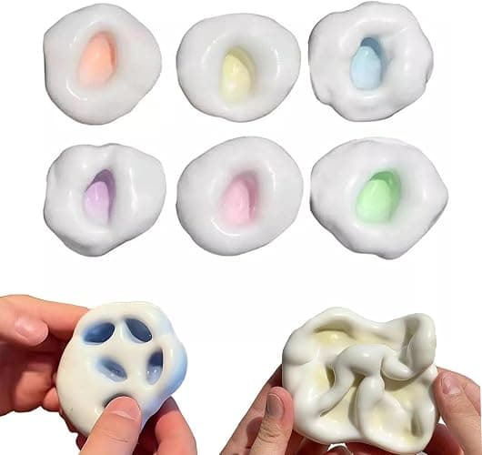 6Pcs Coconut Oil Stress Balls, Shapeable Squishy Fidget Toy for Stress Relief, Moldable Squeeze Toy for Adults Anxiety ADHD - Image 1