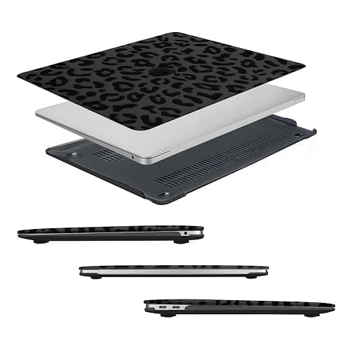 MOSISO Compatible with MacBook Air 13 inch Case 2021 2020 2019 2018 Release A2337 M1 A2179 A1932 Retina Display, Plastic Leopard Grain Hard Shell Case&Keyboard Cover&Screen Protector, Black thumbnail 5