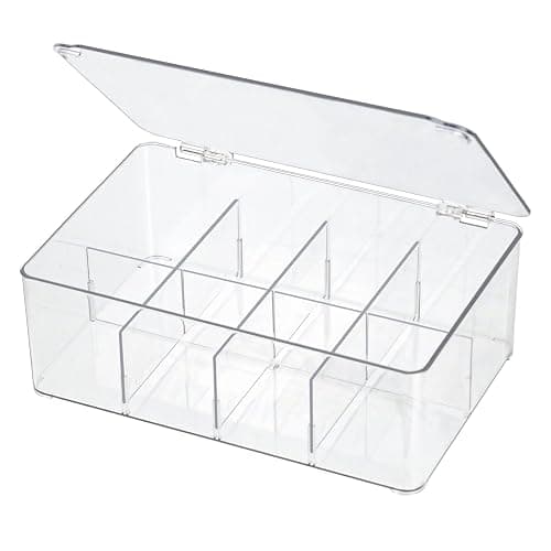 ZEXALOR Clear Tea Bag Organizer, Dresser Organizers Drawer Organzier Storage Container with Removable Dividers, Plastic Storage Bin with Lid, Organizer for Scarves Ties Bras thumbnail 8
