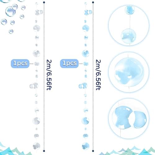 ZERODECO Mermaid Party Decorations - Iridescent Garland, Natural Fishnet and Bubble Garlands for Birthday, Pirate, Nautical, Under The Sea Theme thumbnail 6