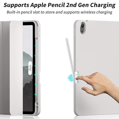 Aoub Case for iPad Air 11-inch M3/M2 (2025/2024), iPad Air 5th/4th Generation (2022/2020) 10.9-inch with Pencil Holder, Trifold Stand with Soft TPU Back Cover, Auto Sleep/Wake, Gray thumbnail 8