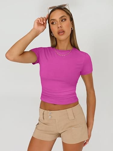 AUTOMET Womens 3 Piece Short Sleeve Shirts Basic Going Out Slim Fitted Crop Tops 2026 Summer Y2k Spring Clothes thumbnail 4