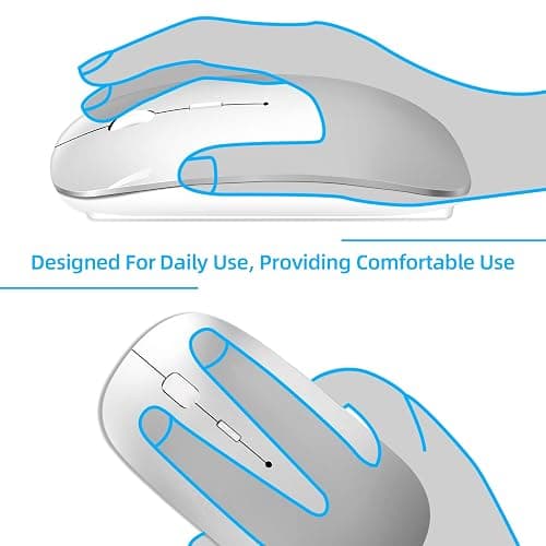 Wireless Mouse for Laptop, Bluetooth Mouse for MacBook Pro/Air/Mac/iPad/Chromebook/Computer -Rechargeale Dual Mode(USB 2.4Ghz + Bluetooth 5.2) Silent Cordless Mouse with USB C Adapter,Silver thumbnail 3