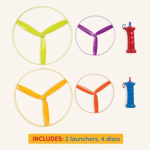 Battat - Flying Disc Launcher Toy Helicopter with 2 Launchers & 4 Discs - Screen-Free Outdoor Summer Toys for Active Play - No Batteries Required Kids Launch Game Set for Ages 3+ - Skyrocopter thumbnail 5