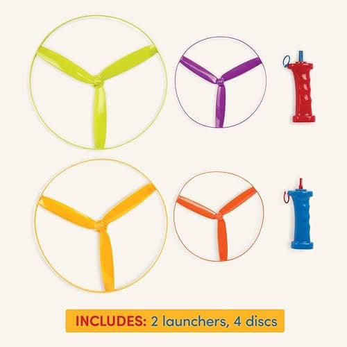 Battat - Flying Disc Launcher Toy Helicopter with 2 Launchers & 4 Discs - Screen-Free Outdoor Summer Toys for Active Play - No Batteries Required Kids Launch Game Set for Ages 3+ - Skyrocopter thumbnail 6