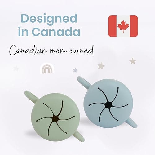 Baby Bliss 2 Pack Toddler Snack Container, Canadian Mom Owned, Snack Cups Toddler No Spill, Silicone Baby Snack Cup, Toddler Travel Essentials, Snack Containers for Kids, BPA Free (Sage/Dusty Teal) thumbnail 3