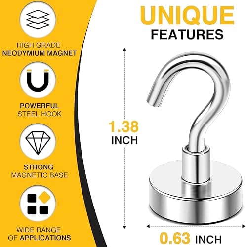 DIYMAG Magnetic Hooks, 30lbs+ Magnet Hook 2026 Cruise Cabin Ship Essentials Heavy Duty Strong Magnets Refrigerator Fridge Hanging for Classroom Beach Vacation Kitchen Grills Home 20 Pack (Silver) thumbnail 2