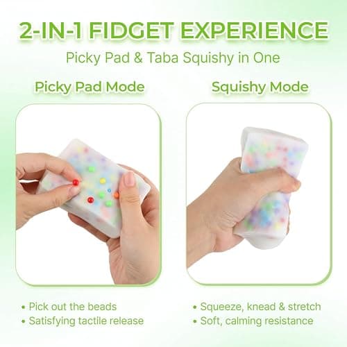 Pimple Popping Fidget Toy - Skin Picking Squishy Pad for Adult - Picky Pad & Taba Squeeze Stress Relief Fidget with Colorful Beads - Pimple Popper Toy for Anxiety | Dermatillomania | ADHD thumbnail 3