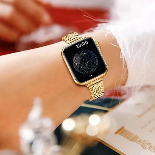 QUNDAXI Slim Watch Band Compatible with Apple Watch 41mm 45mm 42mm 44mm 40mm 38mm Metal Stainless Steel Watchband Suitable for iWatch 10/9/8/7/6/5/4/3/2/1/SE Series Women Luxury Strap thumbnail 5