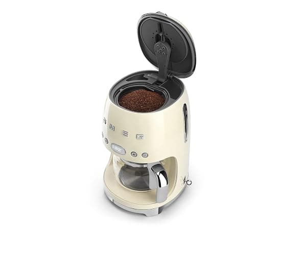 Smeg 50's Retro Style Aesthetic Drip Coffee Machine with 10 Cup Glass Carafe, Auto Start Feature, Keep Warm Plate, and Two Coffee Strength Settings (Cream) thumbnail 4
