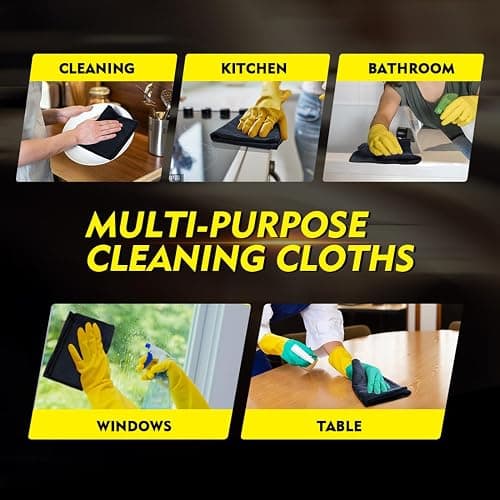 HOMEXCEL Black Microfiber Cleaning Cloth 6 Pack, 12.5 x 12.5 inch Microfiber Towels for Cars, Ultra Absorbent Car Washing Cloth, Lint Free Streak Free Cleaning Rags for Car, Kitchen, and Window thumbnail 7