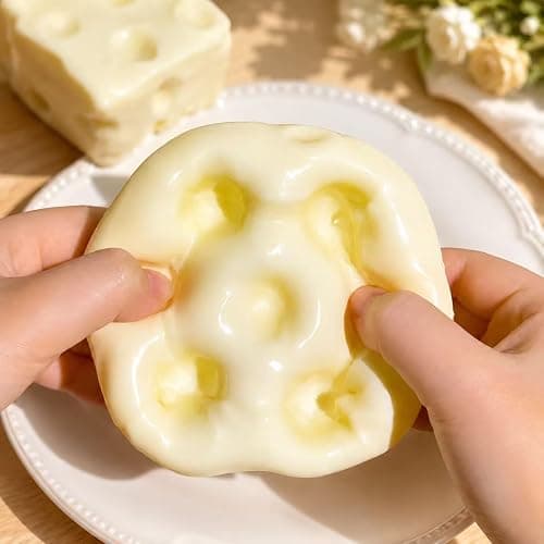 Realistic Swiss Cheese Squishy Toy – Dough Texture Stress Relief Fidget Toy for Adults, Anxiety Relief Sensory Tool, Unique Desk Decor, Not Edible-1PC thumbnail 5