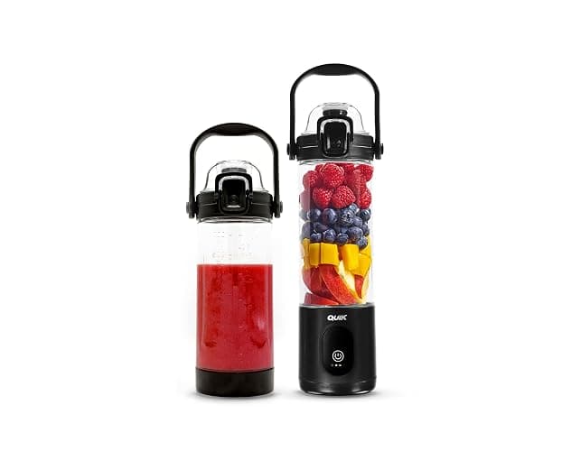 QUIK Portable Blender - Cordless 24oz. Personal Blender for Shakes and Smoothies, Licuadora, BPA Free - Ice Crush, Dishwasher safe parts, Waterproof, Triple Batteries, Juicer Cup, Black - Image 1