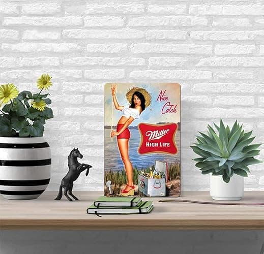 Vintage-Style Metal Tin Sign for Man Cave - Retro Fishing and Beer Decorative Sign, 8 x 12 Inch (039) thumbnail 9