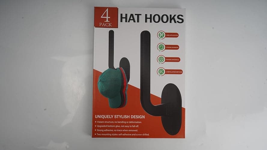 Eiito Hat Hooks for Caps Storage-4Pack,Multi-Purpose Hat Organizer,Strong Adhesive Hat Racks for Wall, Two Mounting Options RV Organization and Storage Cap Hanger(Black) thumbnail 8