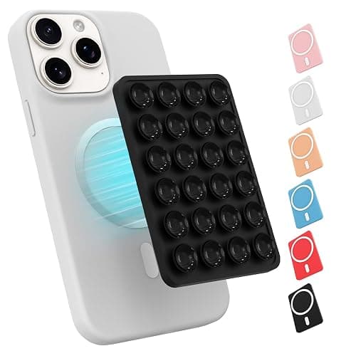 Magnetic Suction Phone Mount for MagSafe Case,Silicone Sticky Phone Grip Holder for iPhone,Removable Hands-Free Selfie/Video for TikTok & Instagram Influencer/Creator (Black) - Image 1
