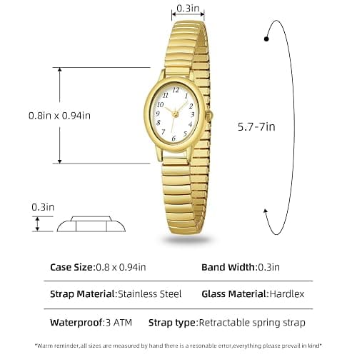 TWOPTION Gold Watches for Women, Waterproof Women's Easy Reader Watch Analog Women Watch with Alloy Steel Expansion Band thumbnail 4