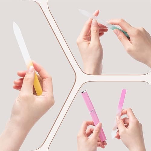 6 Pcs Glass Nail File With Case, Crystal Nail Files for Natural Nails Fingernail Files Set, Double Sided Etched Nail Filer Professional Ceramic Glass File for Travel Gifts Package Fine Grit thumbnail 3