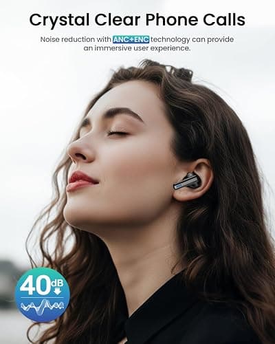 ZIUTY Wireless Earbuds Bluetooth Headphones, ANC/ENC Noise Cancelling, Ear Buds with Multifuntional Touch Screen, 40H Stereo Sound for Sports, IPX7 Clear Calls, 5 EQ for iOS Android (Jet Black) thumbnail 2