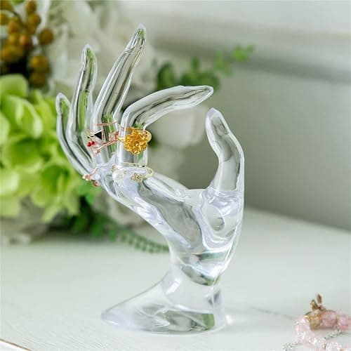 Maxsirui Hand Form Ring Holder Jewelry Display Organization Rack Bracelet Ring Watch Stand Support Aesthetic Y2k Room Decor (Transparent) thumbnail 5