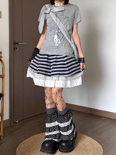 TYATVS Womens Whimsy Twee Piano Tights Funky Patterned Stockings Emo Scene Alt Whimsical Clothes Y2k Aesthetic thumbnail 6